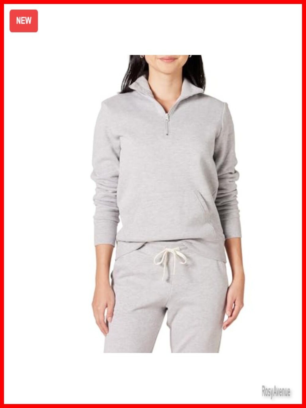Women's Long-Sleeve Fleece Quarter-Zip Pullover Sweatshirt with Kangaroo Pocket